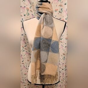 EUC Begg of Ayr Colorblock Polka Dot Cashmere Neutral Casual Winter Scarf Wrap